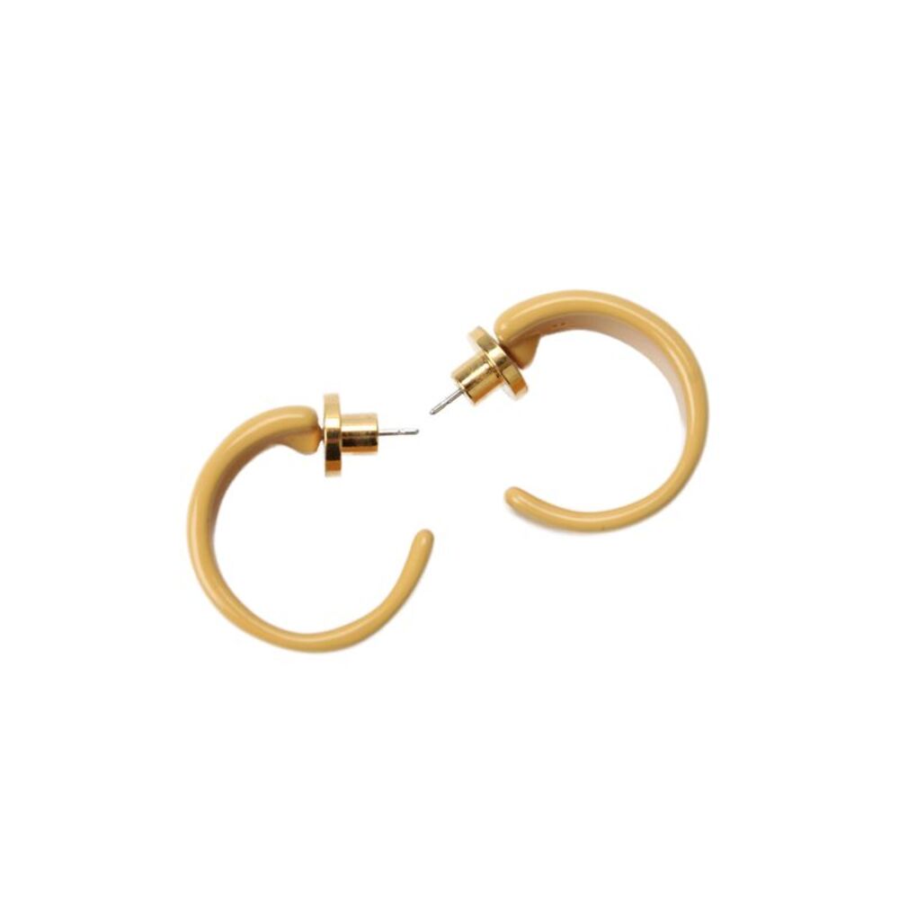 Jenny Bird Womens Gold Tone Light Orange Enamel Hoop Earrings